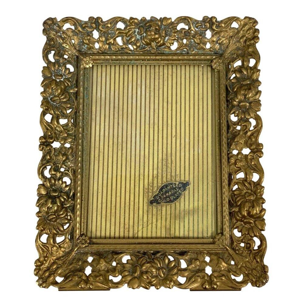 ANTIQUE 19th Century French Gold Plated Picture Frame Ornate Rococo Decor FLAW